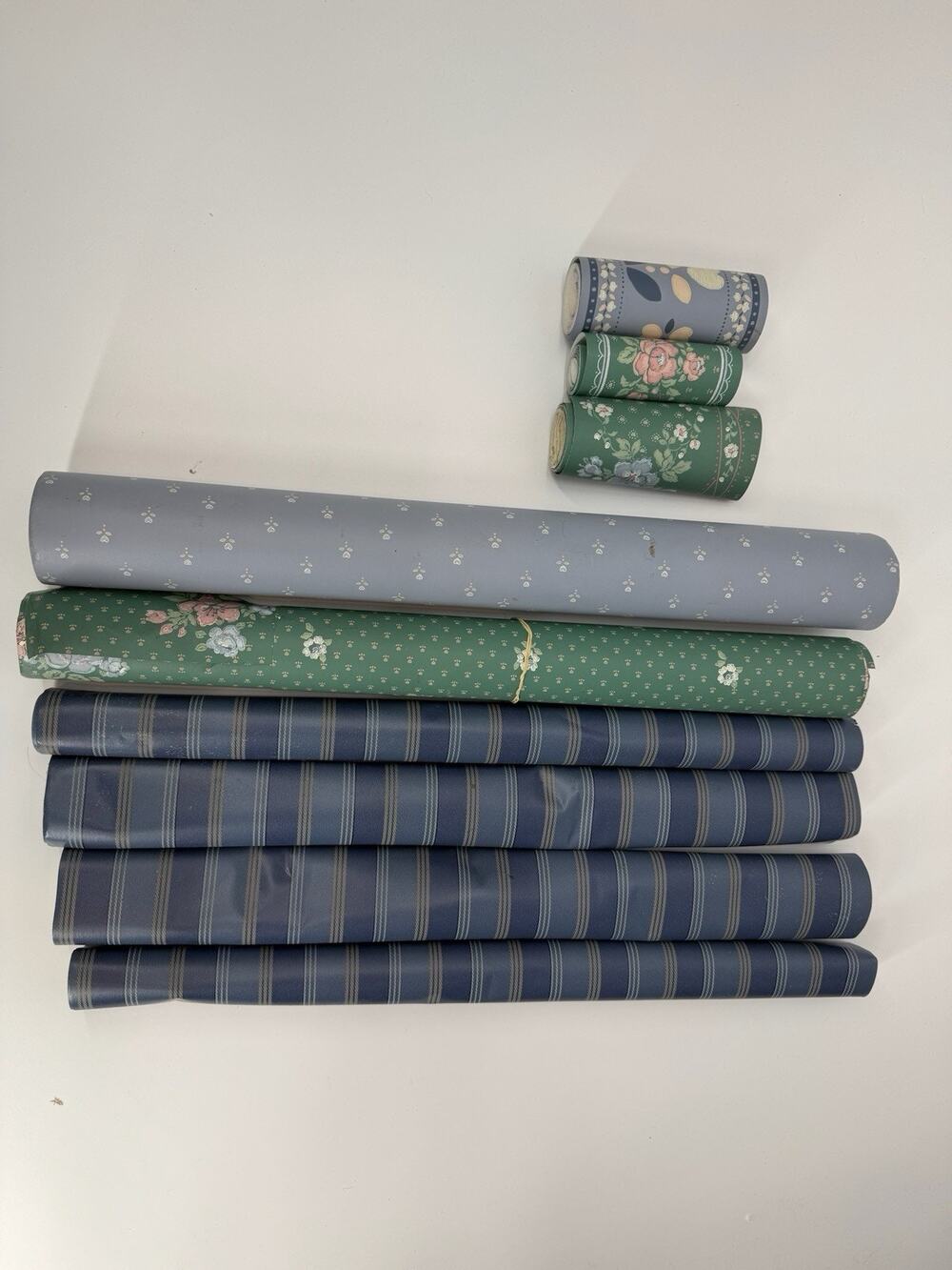 Vintage Pattern Wallpaper Lot of 9 Partial Rolls Total